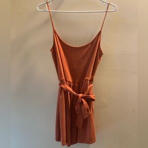 Bershka Orange Spaghetti Strap Romper
